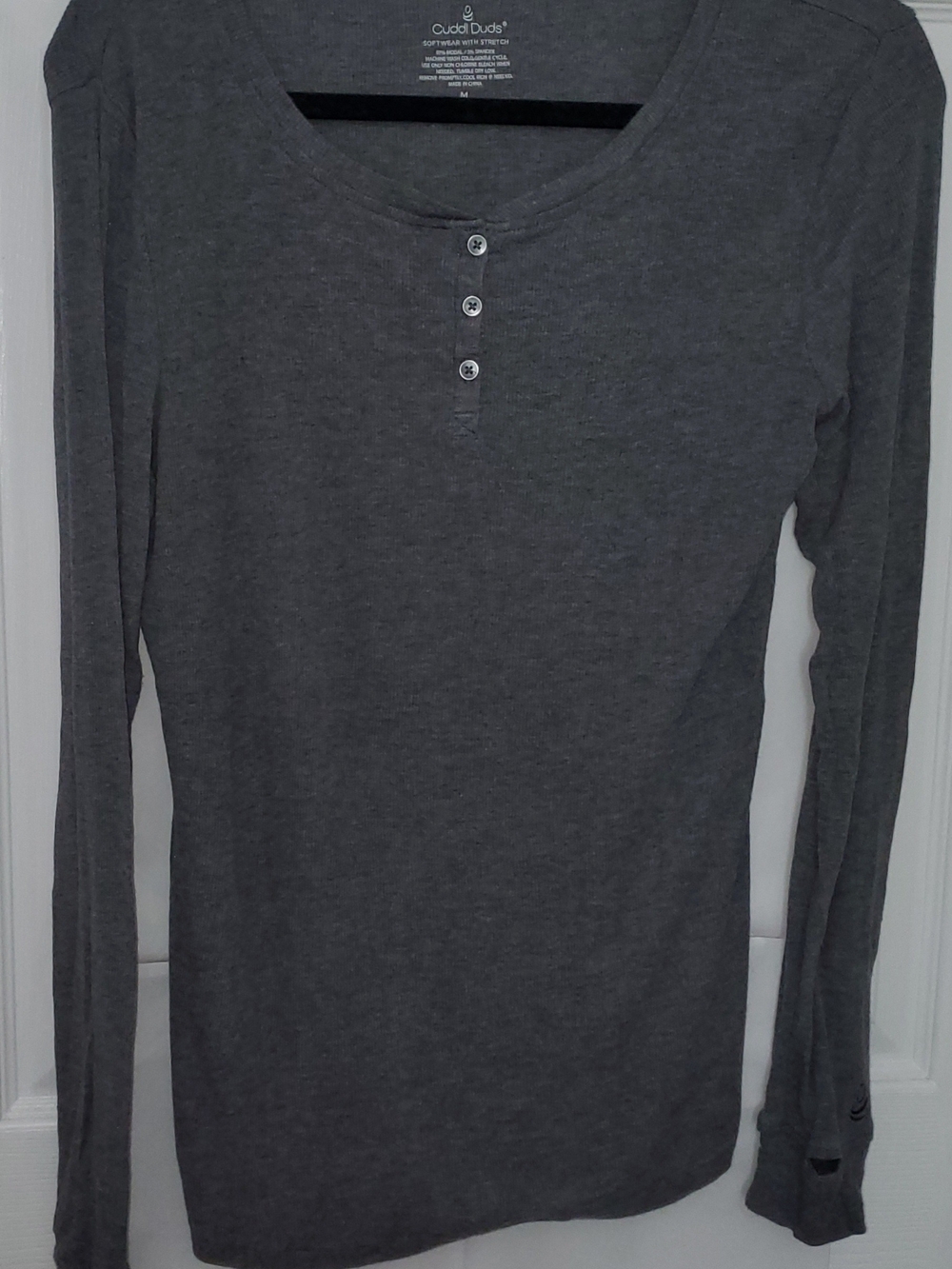 Cuddl Duds Women’s Charcoal Gray Long-Sleeve Henley
